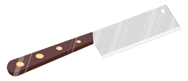 Cleaver Wooden Handle Illustration Vector White Background — Stock Vector