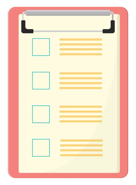 Pink Clipboard Illustration Vector White Background — Stock Vector