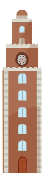 Torre Del Reloj Ilustración Vector Sobre Fondo Blanco — Archivo Imágenes Vectoriales