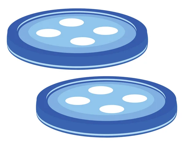 Botones Ropa Azul Ilustración Vector Sobre Fondo Blanco — Vector de stock