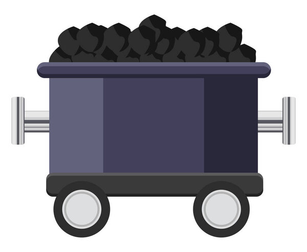 Угольная повозка, иллюстрация, вектор на белом фоне.