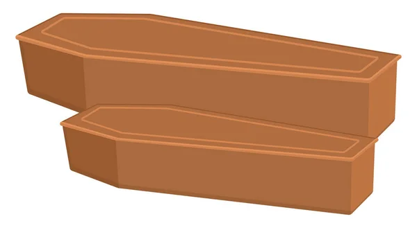 Zwei Holzsärge Illustration Vektor Auf Weißem Hintergrund — Stockvektor