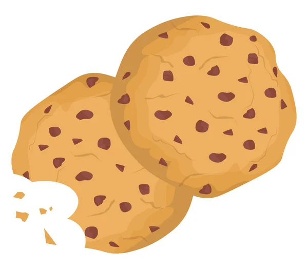 Édes Csokoládé Chips Cookie Illusztráció Vektor Fehér Alapon — Stock Vector