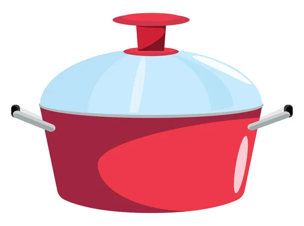 Червоний Кухонний Горщик Ілюстрація Вектор Білому Тлі — стоковий вектор