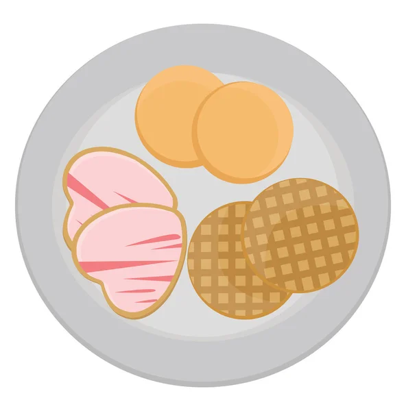 Cookies Plate Illustration Vector White Background — Stock Vector