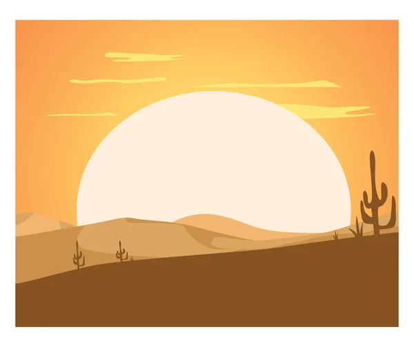 Paisaje Del Desierto Ilustración Vector Sobre Fondo Blanco — Vector de stock