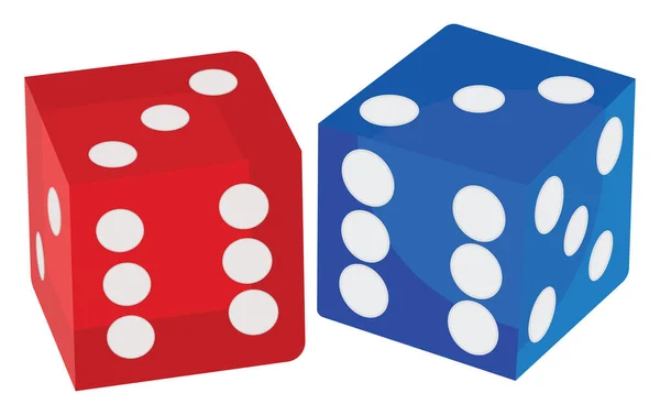 蓝色和红色骰子 白色背景上的矢量 — 图库矢量图片