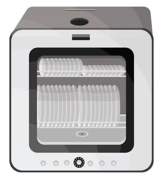 灰色の食器洗い機イラスト白い背景のベクトル — ストックベクタ