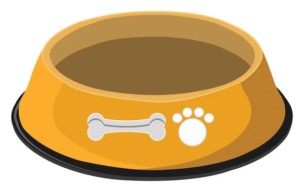 Yellow Dog Food Bowl Illustration Vector White Background — Stock Vector