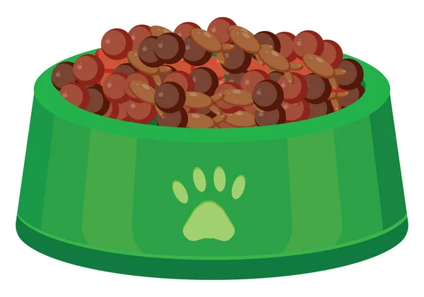 Green Dog Food Bowl Illustration Vector White Background — Stock Vector