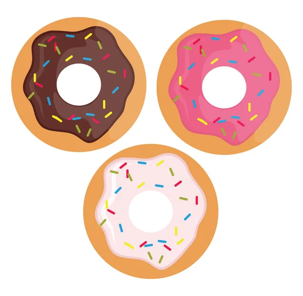 Köstliche Donuts Illustration Vektor Auf Weißem Hintergrund — Stockvektor