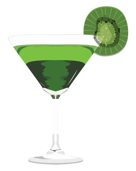 Groene Kiwi Coctail Illustratie Vector Een Witte Achtergrond — Stockvector