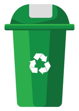 Yeşil çöp kutusu, illüstrasyon, beyaz arkaplan üzerindeki vektör.