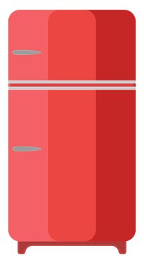 Kırmızı buzdolabı, illüstrasyon, beyaz arkaplanda vektör.