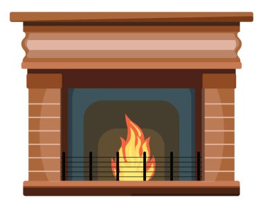 Modern şömine, illüstrasyon, beyaz arka planda vektör.