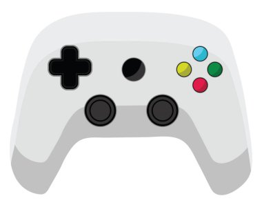 Beyaz arkaplanda bir beyaz oyun denetleyici, illüstrasyon, vektör.