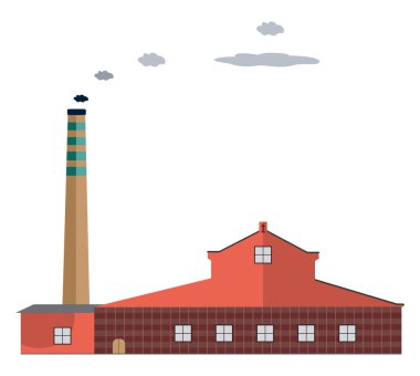 Büyük fabrika binası, illüstrasyon, beyaz arka planda vektör..