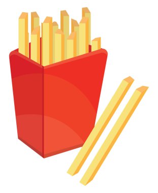 Bir paket patates kızartması, illüstrasyon, beyaz arka planda vektör..