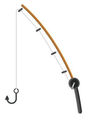 Balık oltası, illüstrasyon, beyaz arkaplandaki vektör.