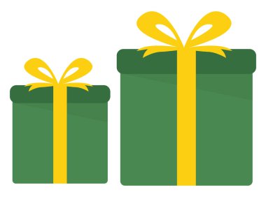 Yeşil Noel hediyeleri, illüstrasyon, beyaz arka planda vektör..