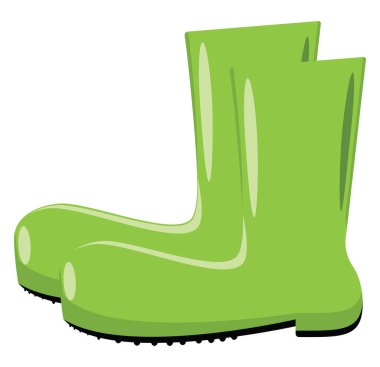 Yeşil bahçe çizmeleri, illüstrasyon, beyaz arkaplanda vektör..