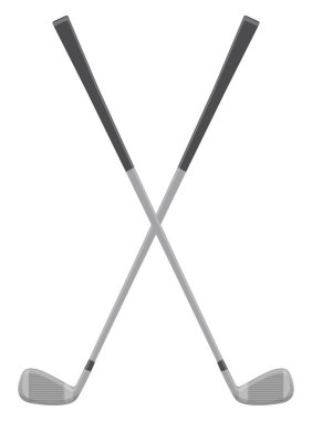 İki golf sopası, illüstrasyon, beyaz arka planda vektör..