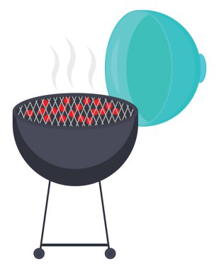 Mavi kapaklı ızgara, illüstrasyon, beyaz arkaplanda vektör.