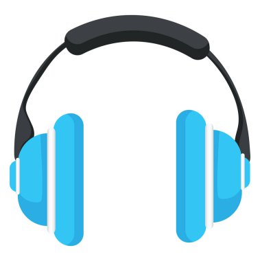 Mavi kulaklık, illüstrasyon, beyaz arkaplanda vektör.