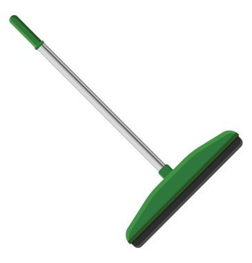 Beyaz arkaplanda yeşil ev temizleyicisi, illüstrasyon, vektör.