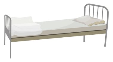 Hastane yatağı, illüstrasyon, beyaz arka planda vektör..