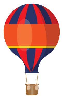 Mavi ve kırmızı sıcak hava balonu, illüstrasyon, beyaz arkaplanda vektör.