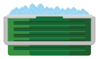 Yeşil buz kutusu, illüstrasyon, beyaz arkaplandaki vektör.