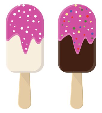 Pembe jöleli dondurma, illüstrasyon, beyaz arka planda vektör..
