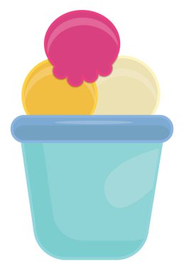 Plastik bardakta dondurma, illüstrasyon, beyaz arka planda vektör.