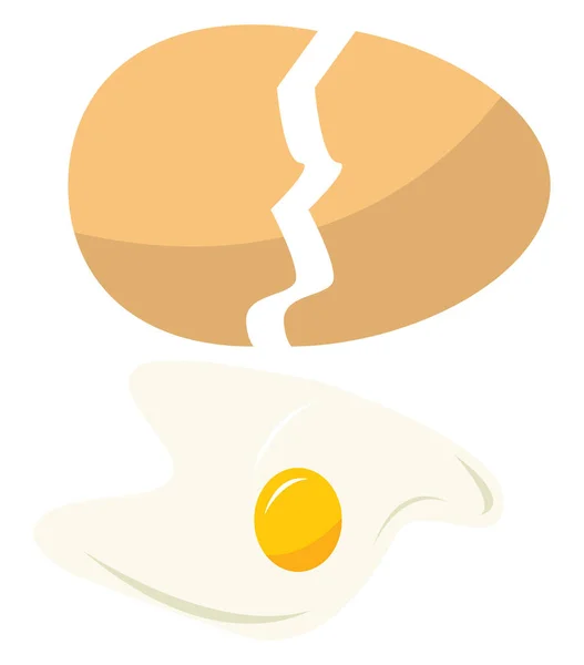 One Cracked Egg Illustration Vector White Background — Stock Vector