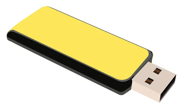 黄色のUsbドライブ イラスト 白い背景のベクトル — ストックベクタ
