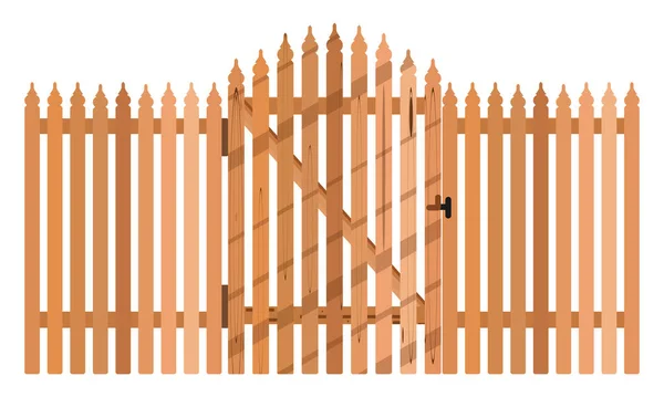 Wooden Fence Illustration Vector White Background — Stock Vector