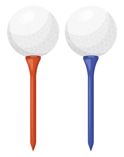 Deux Balles Golf Blanches Illustration Vecteur Sur Fond Blanc — Image vectorielle