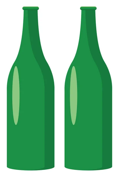 Zöld Üvegpalackok Illusztráció Vektor Fehér Alapon — Stock Vector