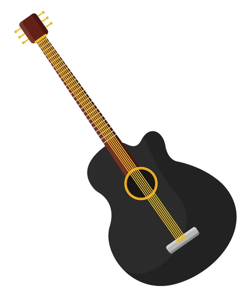 Černá Akustická Kytara Ilustrace Vektor Bílém Pozadí — Stockový vektor