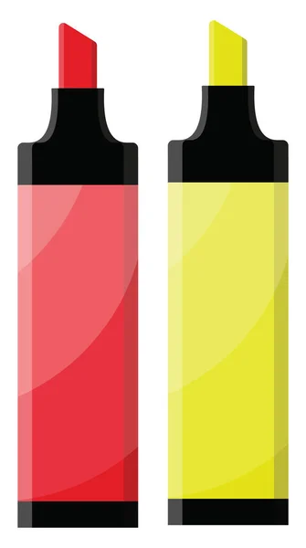 赤と黄色のハイライトペン イラスト 白い背景のベクトル — ストックベクタ