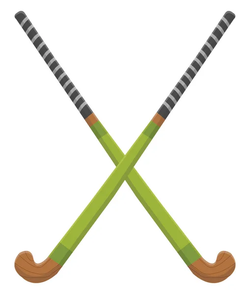 Green Hockey Sticks Illustration Vector White Background — Stock Vector