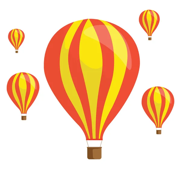 Fünf Heißluftballons Illustration Vektor Auf Weißem Hintergrund — Stockvektor
