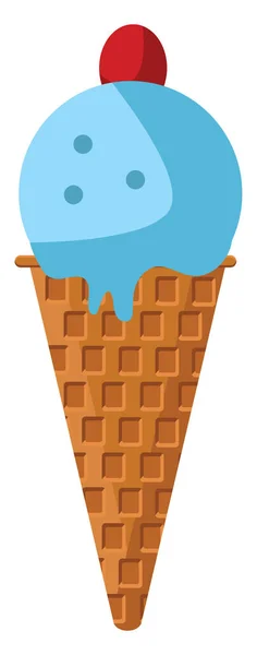 Gelado Azul Cone Ilustração Vetor Sobre Fundo Branco — Vetor de Stock