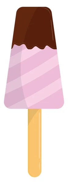 Růžová Čokoláda Zmrzlina Tyčinka Ilustrace Vektor Bílém Pozadí — Stockový vektor