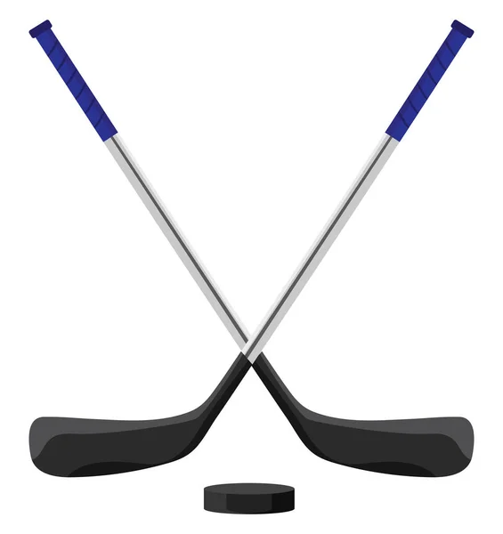 Twee Blauwe Hockeysticks Illustratie Vector Een Witte Achtergrond — Stockvector