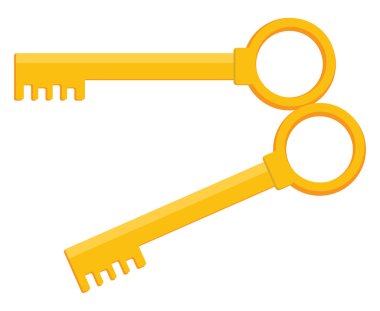 Beyaz arkaplanda iki eski anahtar, illüstrasyon, vektör.