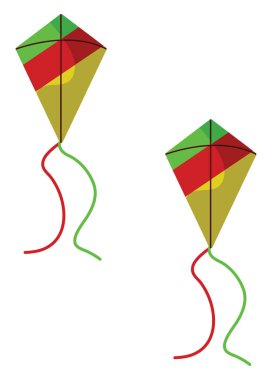 İki uçurtma, illüstrasyon, beyaz arka planda vektör..