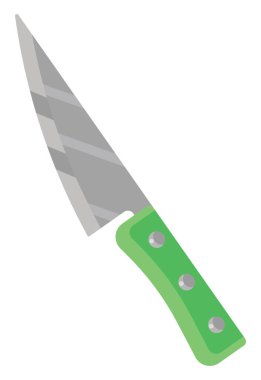 Yeşil mutfak bıçağı, illüstrasyon, beyaz arka planda vektör..