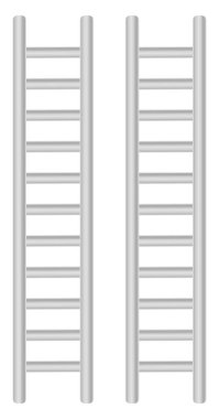 Gümüş merdivenler, illüstrasyon, beyaz arka planda vektör.